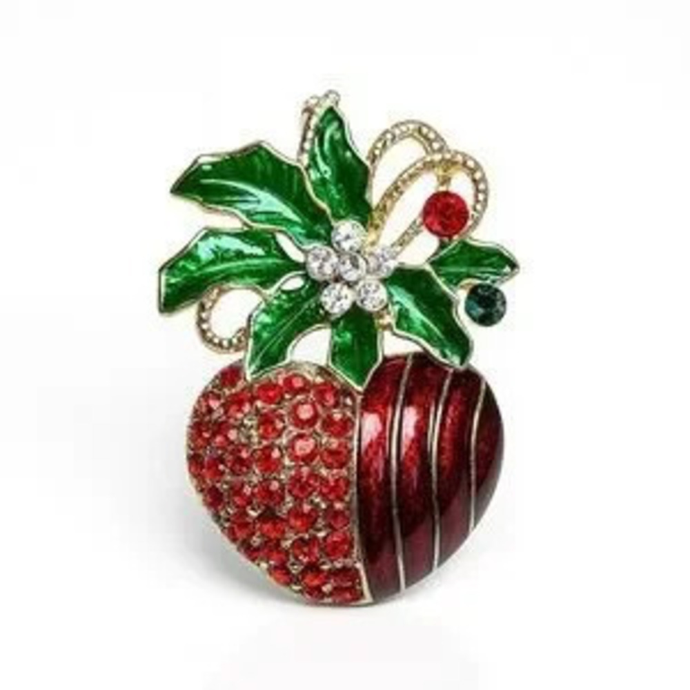 Elegant Red and Green Brooch